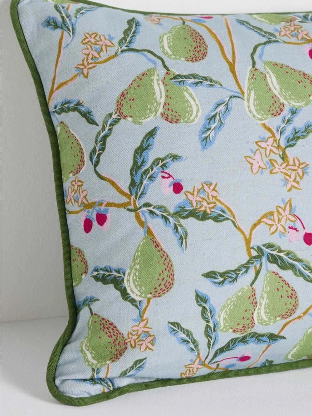 NWT Anthropologie Pera Cotton Printed Fruits Pillow in Sky